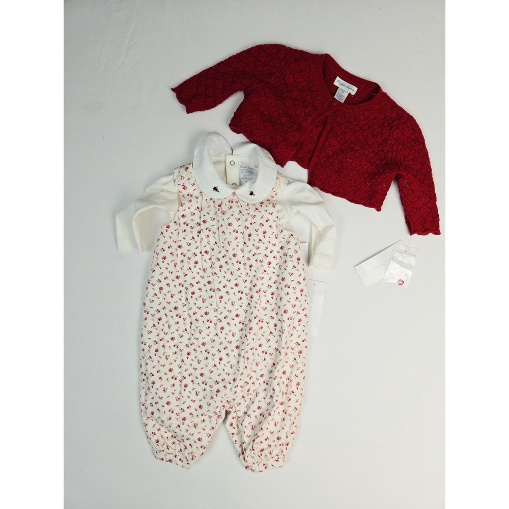 Ralph Lauren Kids three piece outfit NWT sz 3M red white floral